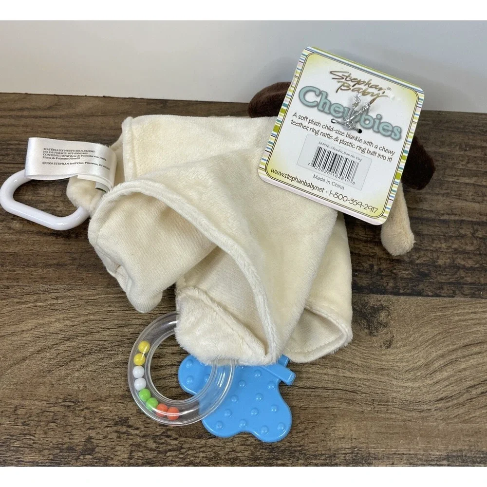 Stephan Baby Chewbies Puppy Dog Teether Rattle Security Blanket Lovey Tags